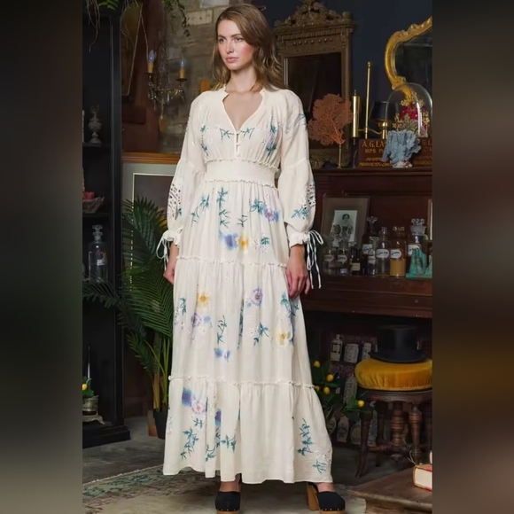 Bohemian Floral Long Sleeve Maxi Dress